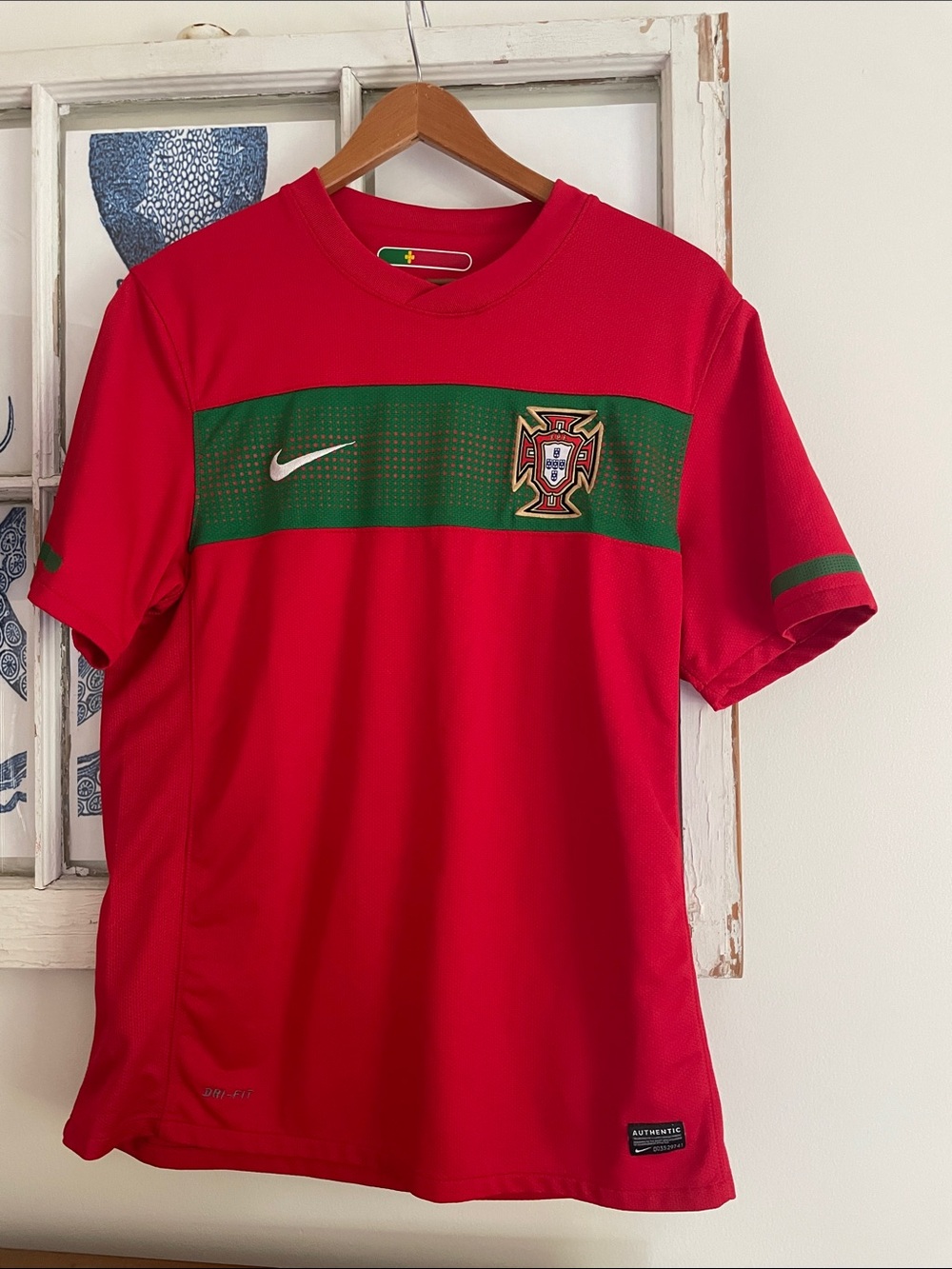 Nike Red and Green Portugal Men's Soccer Jersey